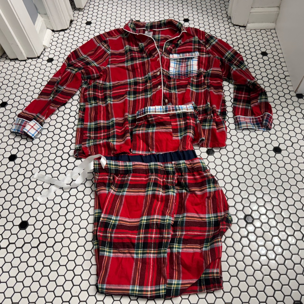 Lands end Plaid flannel cotton  Pajamas set size XXL